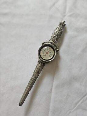 Antique Brass Letter Opener Featuring a built-in Thermometer